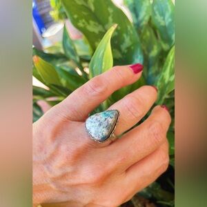 NWT 925 Sterling silver plated Woman green Ring Size 7